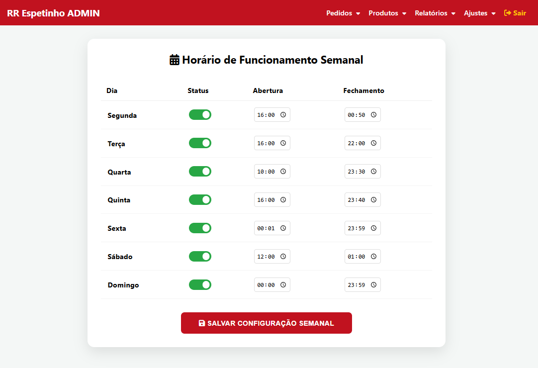 Horários de Funcionamento