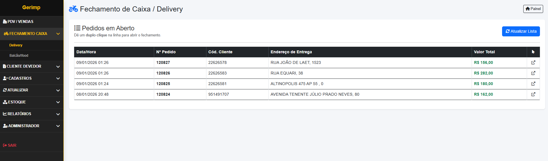 Fechamento de Caixa